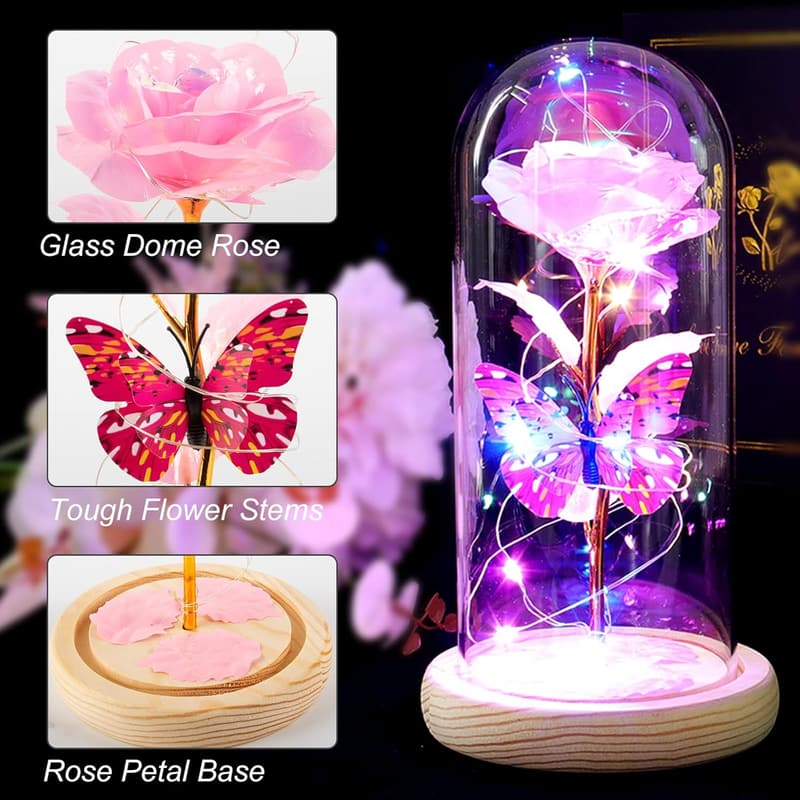 Eternal Pink Glass Rose - Birthday & Mother's Day Gift for Her