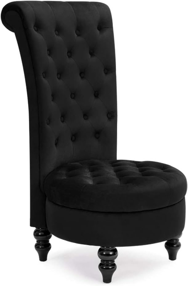Button-Tufted High Back Accent Chair - Mysterious Black
