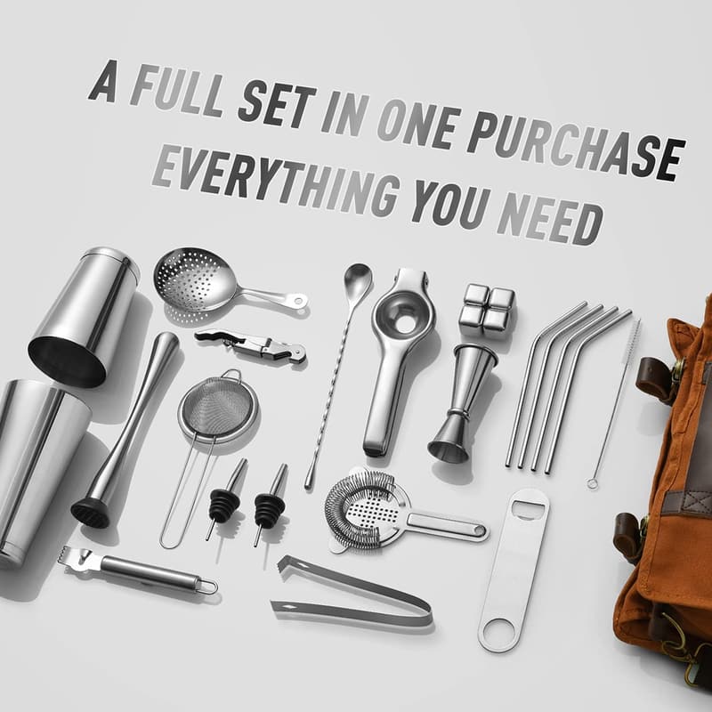 Professional 25-Piece Bartender Kit for New Bartenders
