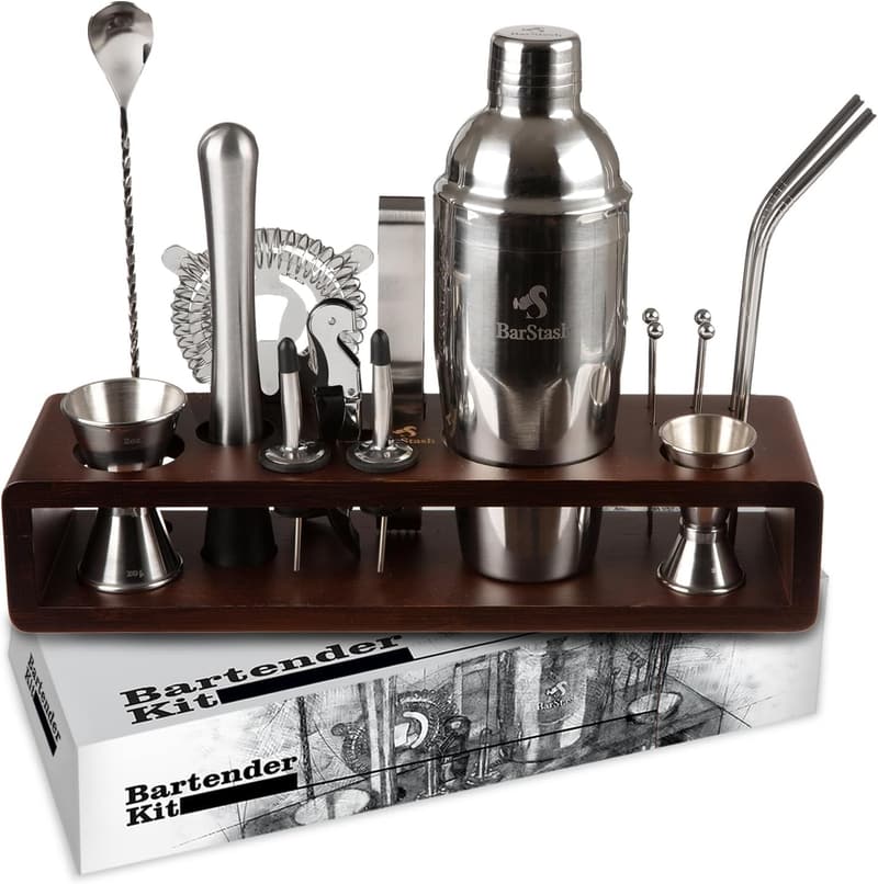 Professional Cocktail Shaker Set with Stand - Perfect Housewarming Gift