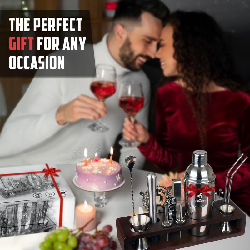 Professional Cocktail Shaker Set with Stand - Perfect Housewarming Gift