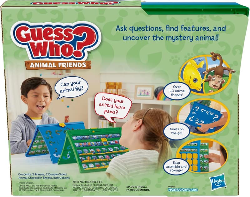 Animal Friends Guess Who? 2-Player Game for Kids Ages 6+