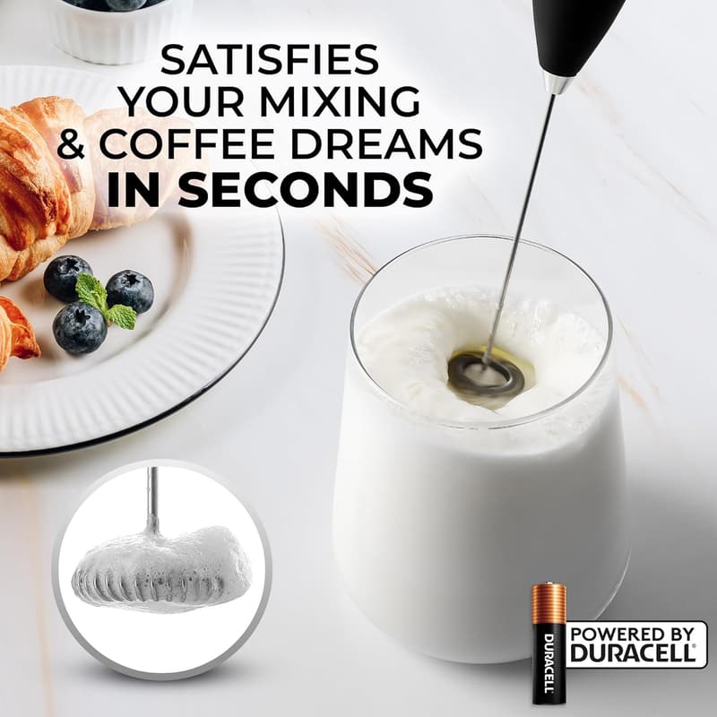 Milk Frother Wand - Electric Foam Mixer for Coffee & Lattes