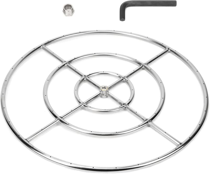 30-Inch Round Fire Pit Burner Ring - 304 Stainless Steel, 435,000 BTU