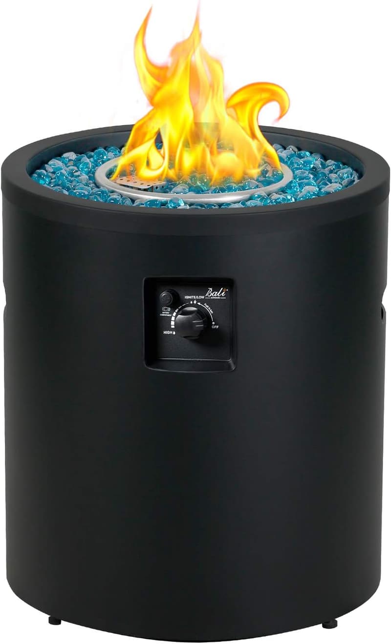 50,000 BTU Black Round Propane Fire Pit for Outdoors