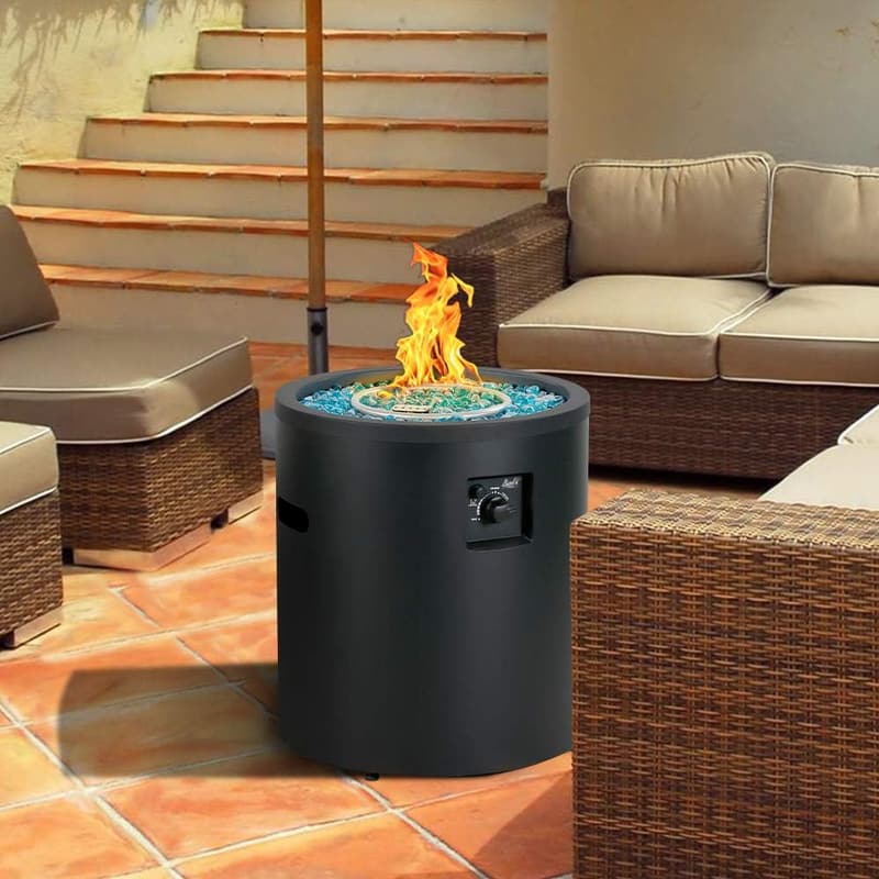 50,000 BTU Black Round Propane Fire Pit for Outdoors