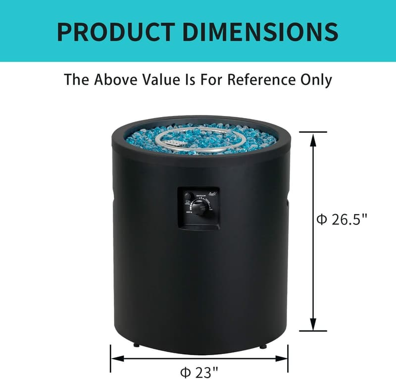 50,000 BTU Black Round Propane Fire Pit for Outdoors