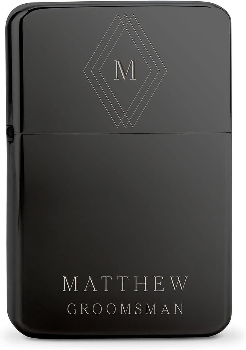 Personalized Gunmetal Wedding Lighter with Monogram Emblem