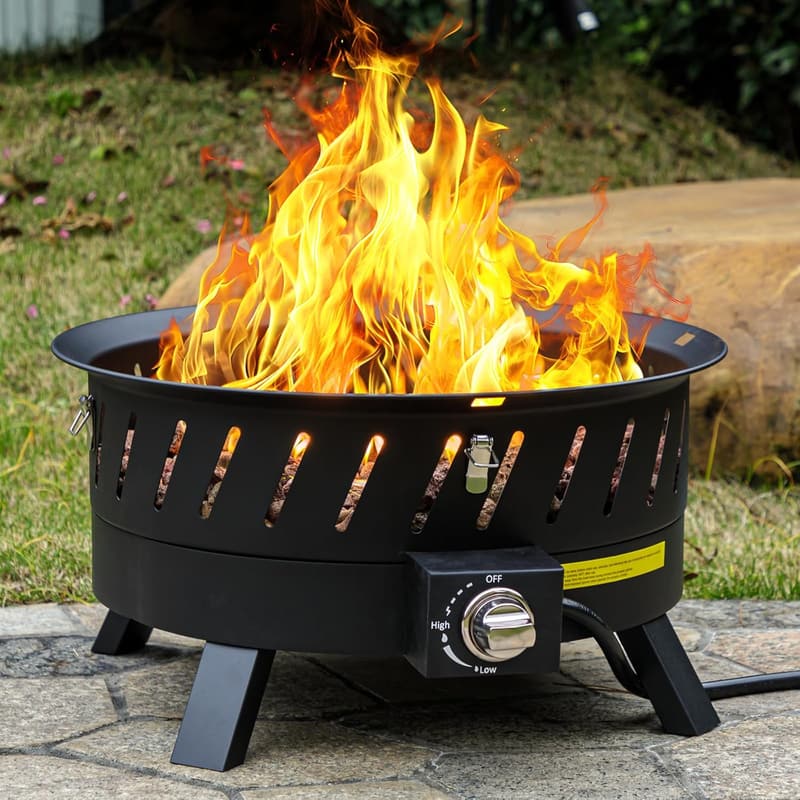 Portable 22-Inch Gas Fire Pit Bowl for Outdoor Use
