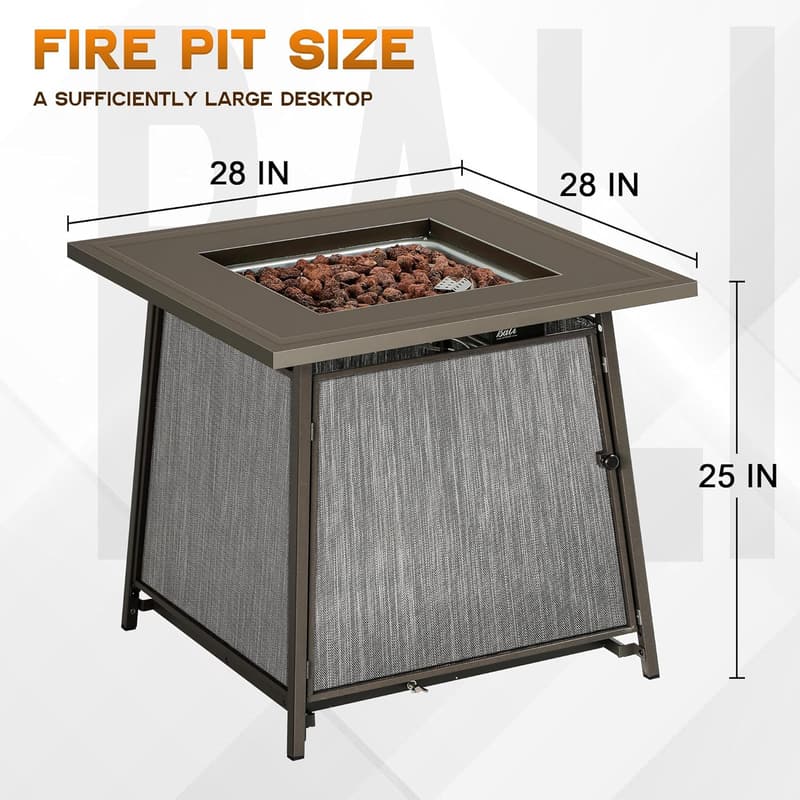 28-Inch Outdoor Propane Fire Pit Table - 50,000 BTU