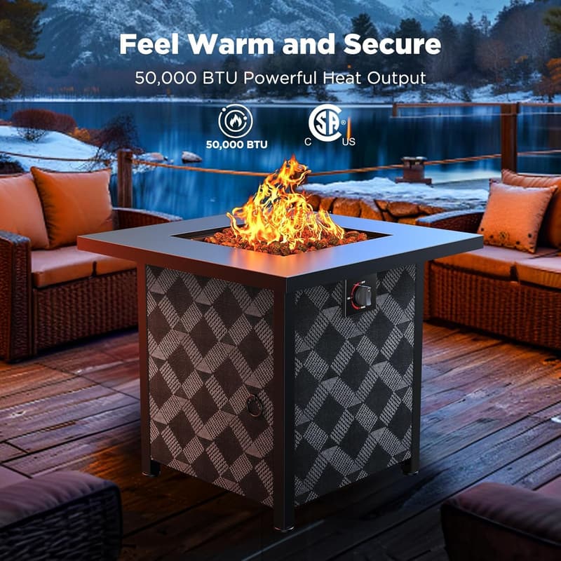 Outdoor Propane Fire Pit Table, 50,000 BTU, CSA-Certified