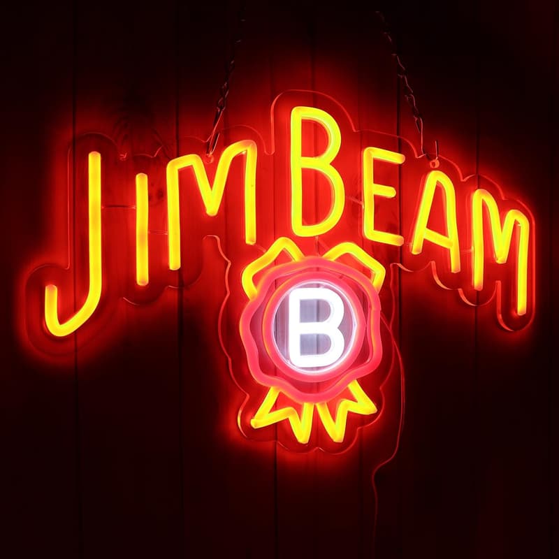 Jim Beam Whiskey LED Neon Sign for Man Cave & Home Bar