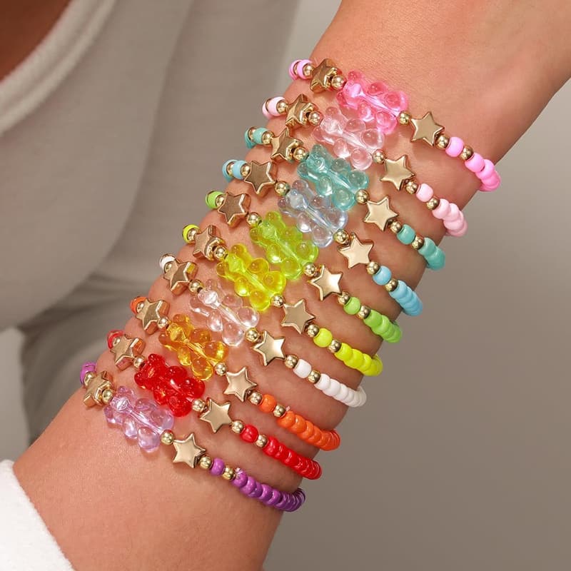 Boho Stackable Friendship Bracelets for Women - Colorful Heishi Beads