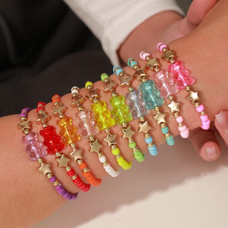 Boho Stackable Friendship Bracelets for Women - Colorful Heishi Beads