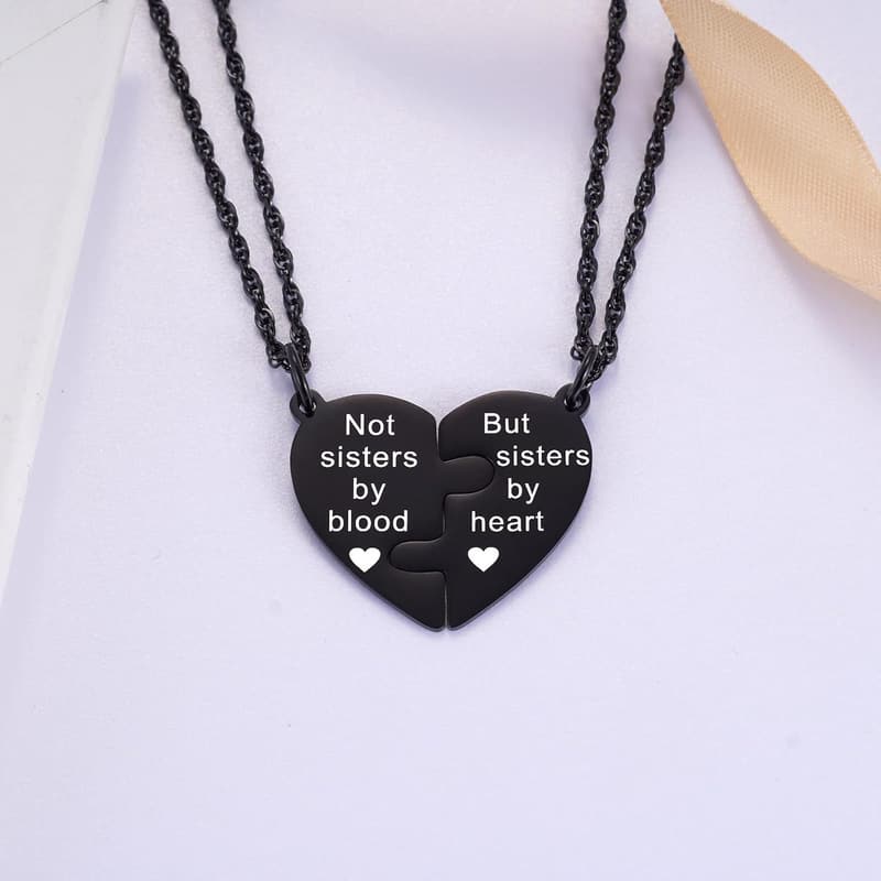 Best Friends Heart Necklace Set for Women