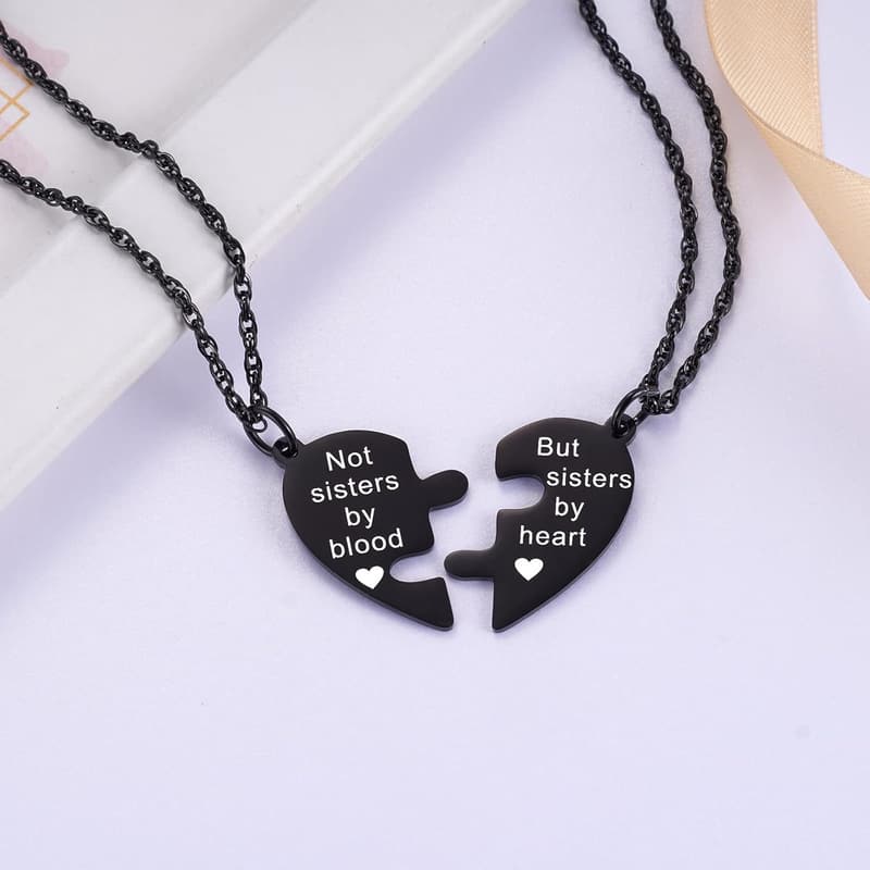 Best Friends Heart Necklace Set for Women