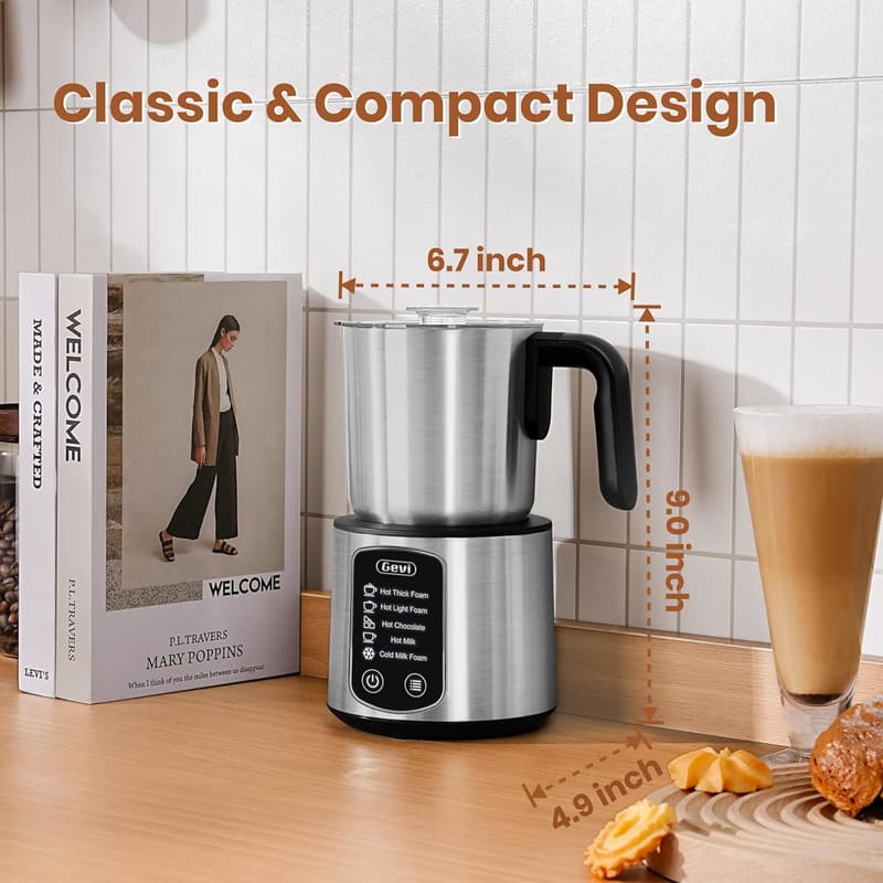 Stainless Steel Hot Chocolate Maker with 5-in-1 Milk Frother