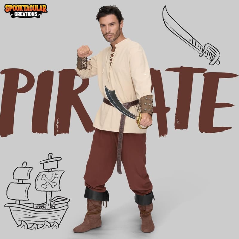 Halloween Men's Renaissance Pirate Costume Set
