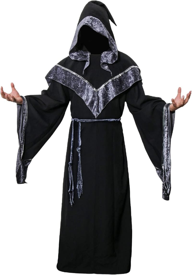 Medieval Sorcerer Hooded Cloak Costume for Halloween
