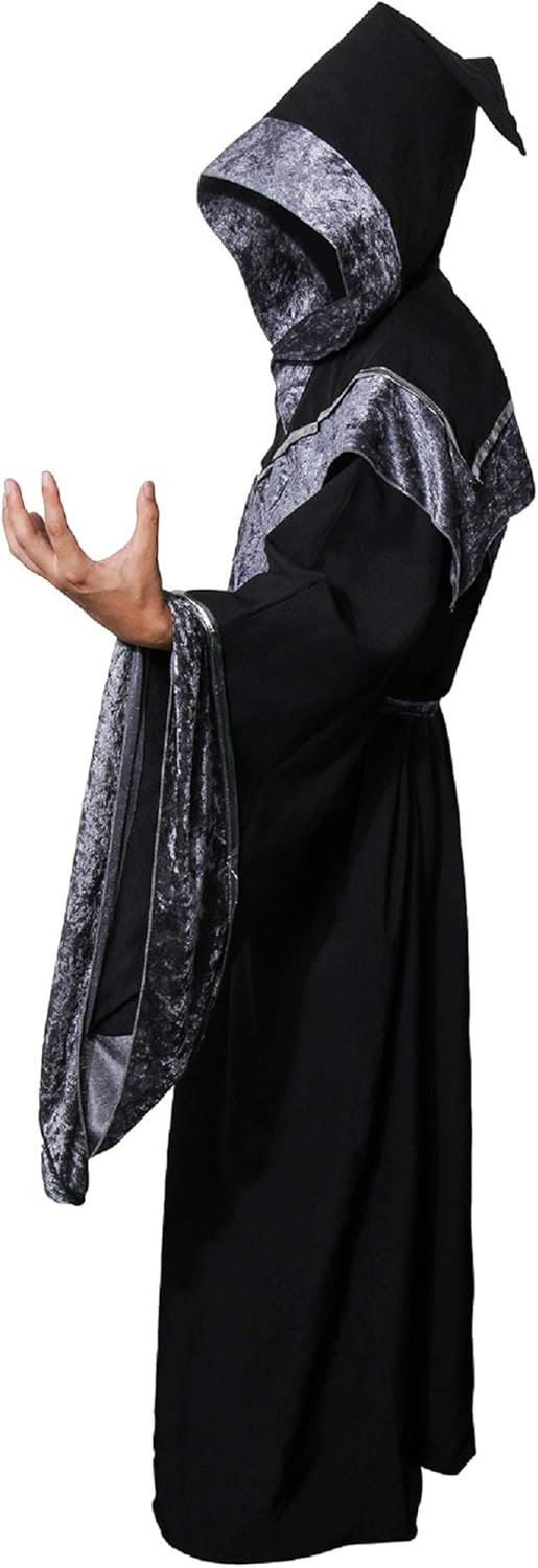 Medieval Sorcerer Hooded Cloak Costume for Halloween