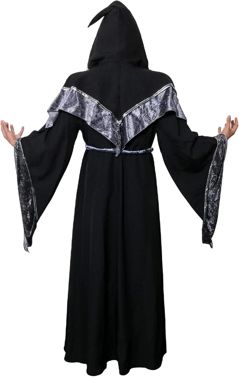 Medieval Sorcerer Hooded Cloak Costume for Halloween