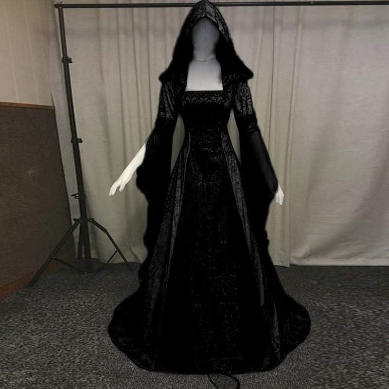 Gothic Hooded Victorian Dress - Medieval Corset Costume
