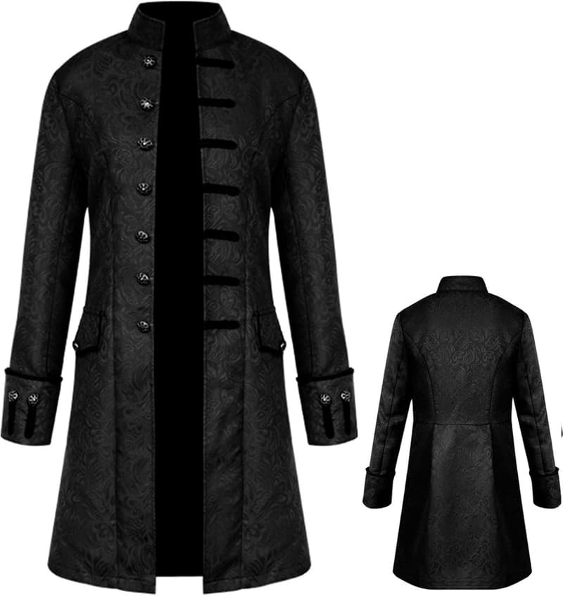 Vintage Steampunk Coat – Embroidered Gothic Costume for Men