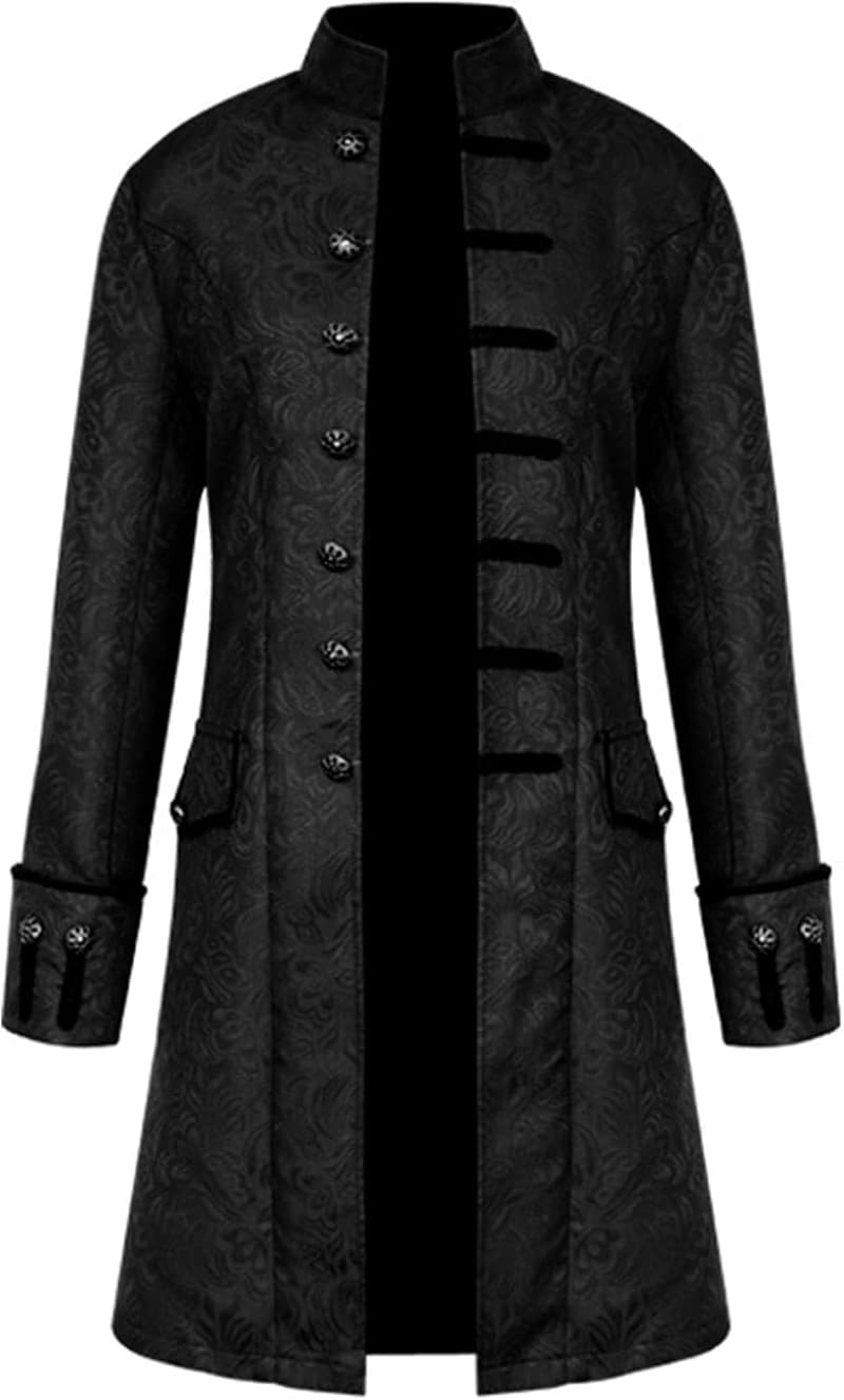 Vintage Steampunk Coat – Embroidered Gothic Costume for Men