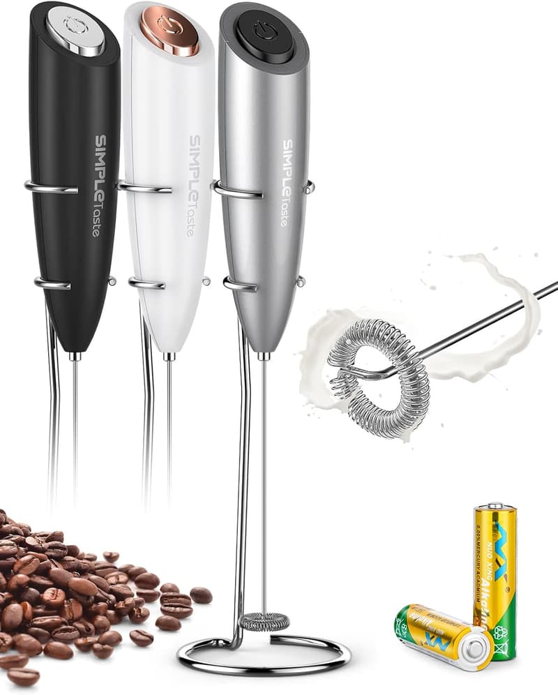 Electric Milk Frother with Stainless Steel Whisk for Lattes
