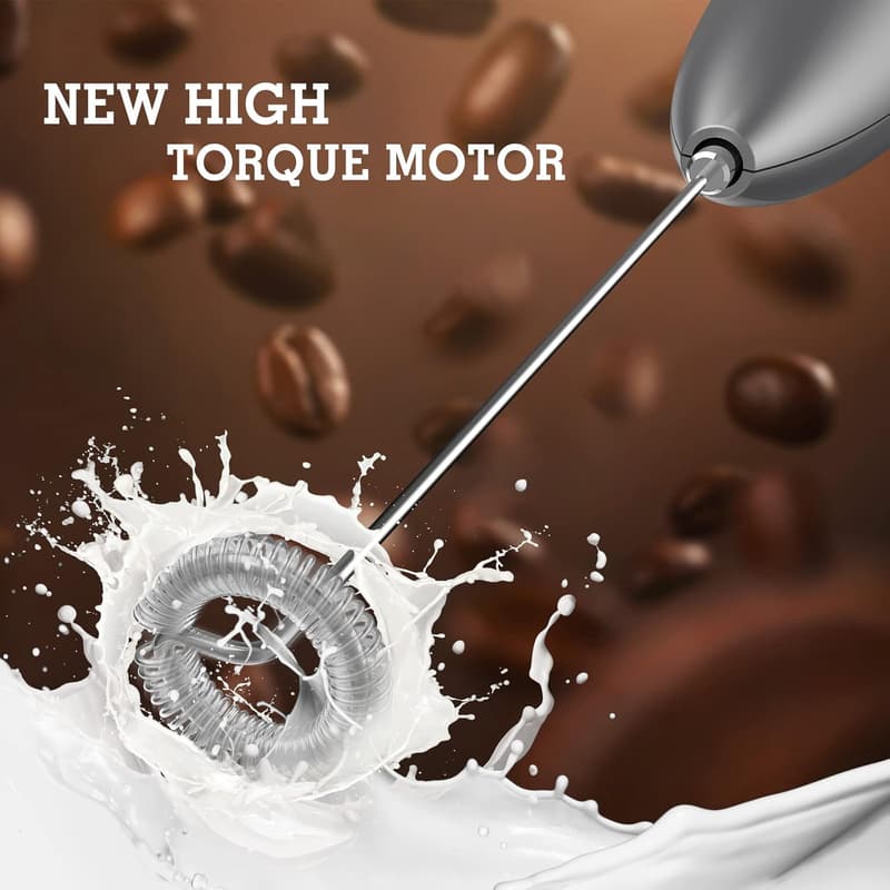 Electric Milk Frother with Stainless Steel Whisk for Lattes