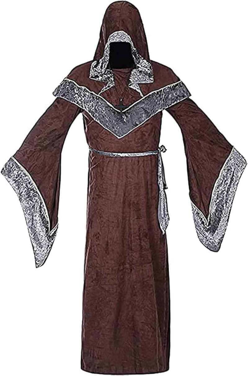 Men's Halloween Sorcerer Costume Cloak & Hooded Gown