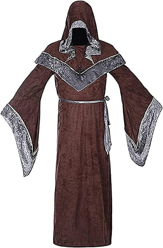 Men's Halloween Sorcerer Costume Cloak & Hooded Gown
