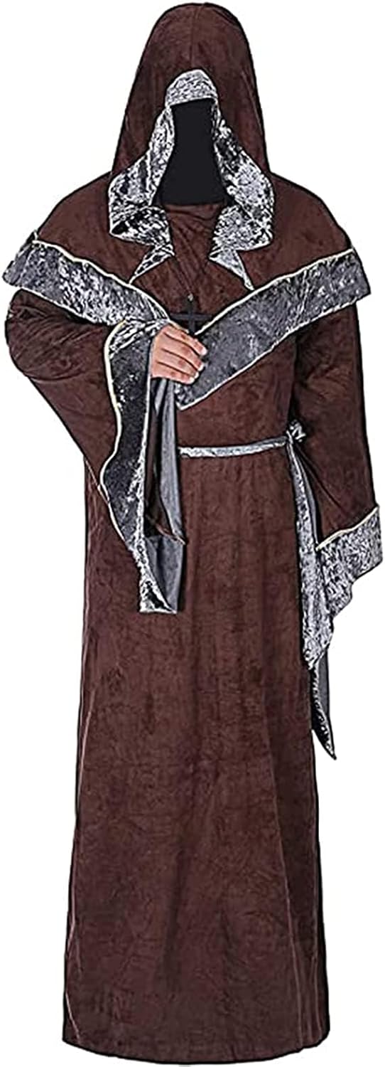 Men's Halloween Sorcerer Costume Cloak & Hooded Gown