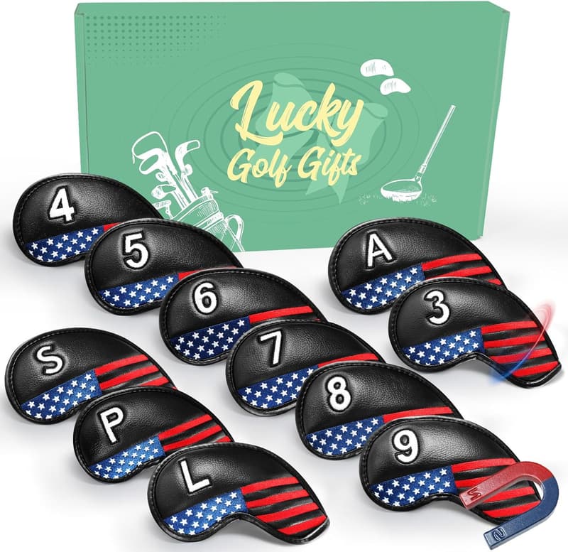 Deluxe Synthetic Leather Golf Iron Head Covers - 11 Pack