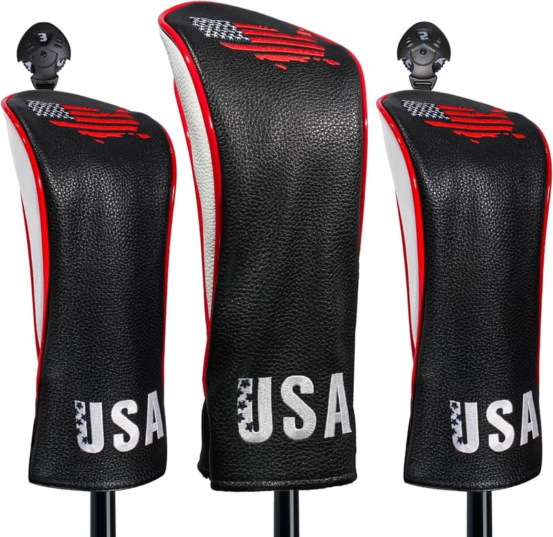 Golf Club Head Covers - PU Leather Set for Men and Women