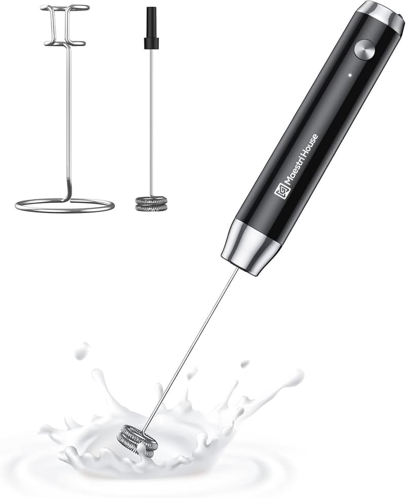 Rechargeable Milk Frother with Stand for Lattes & Cappuccino