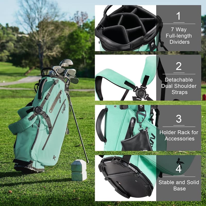 Lightweight Golf Stand Bag with 7-Way Dividers & 5 Pockets