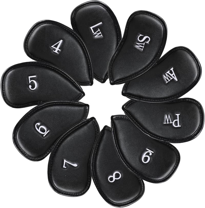 Leather Golf Club Covers - Double-Sided Embroidery, Magnetic Closure