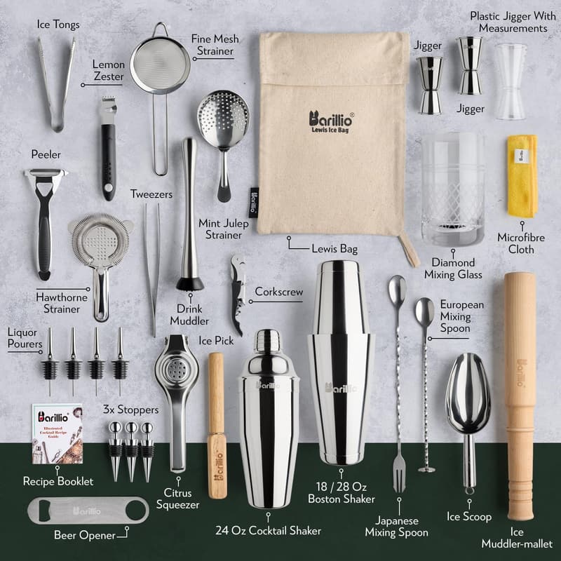 Pro Edition Stainless-Steel Cocktail Shaker Set - 32-Pc Mixology Kit
