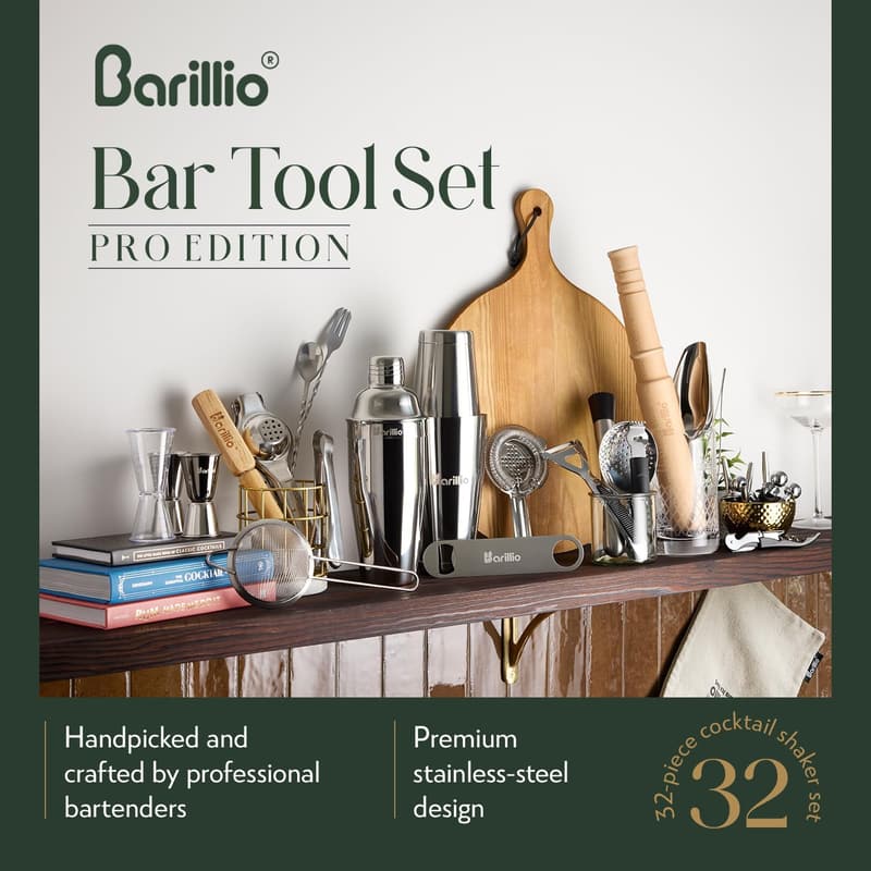 Pro Edition Stainless-Steel Cocktail Shaker Set - 32-Pc Mixology Kit