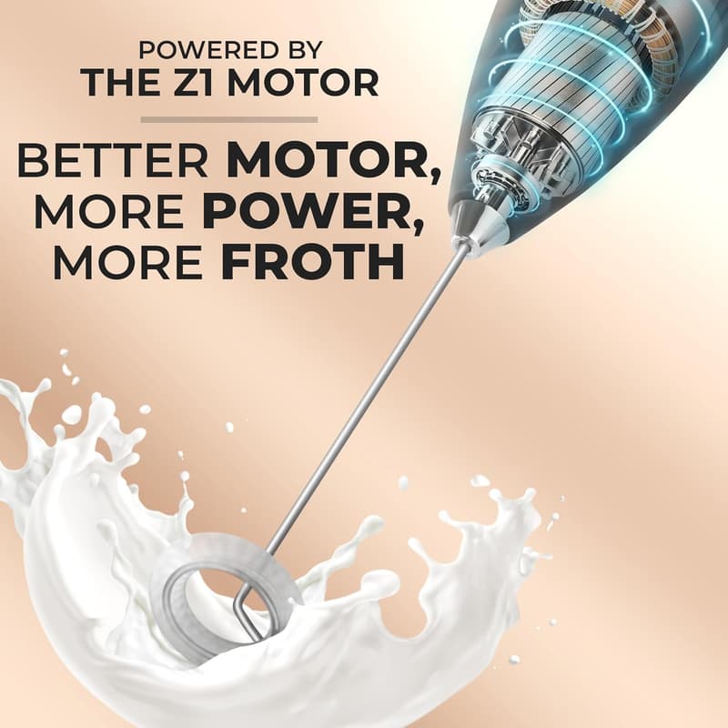 Durable Handheld Milk Frother with Batteries - Black