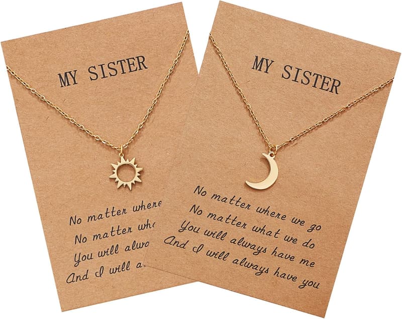 Sun and Moon Matching Necklaces for Sisters - Birthday Gifts