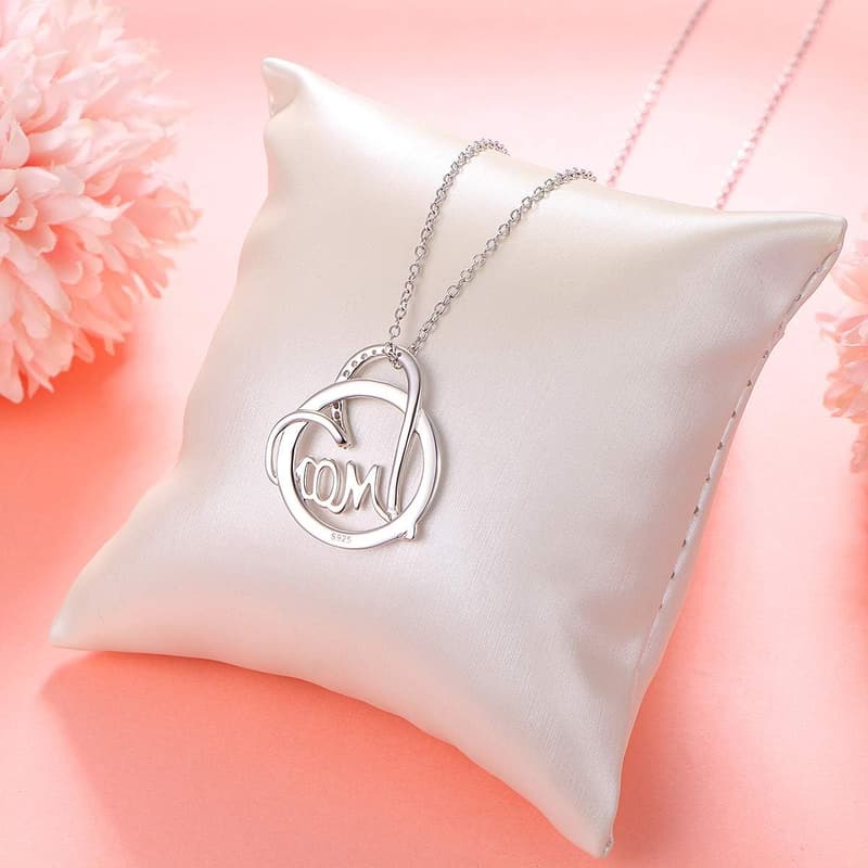 925 Sterling Silver Mother & Child Opal Heart Necklace