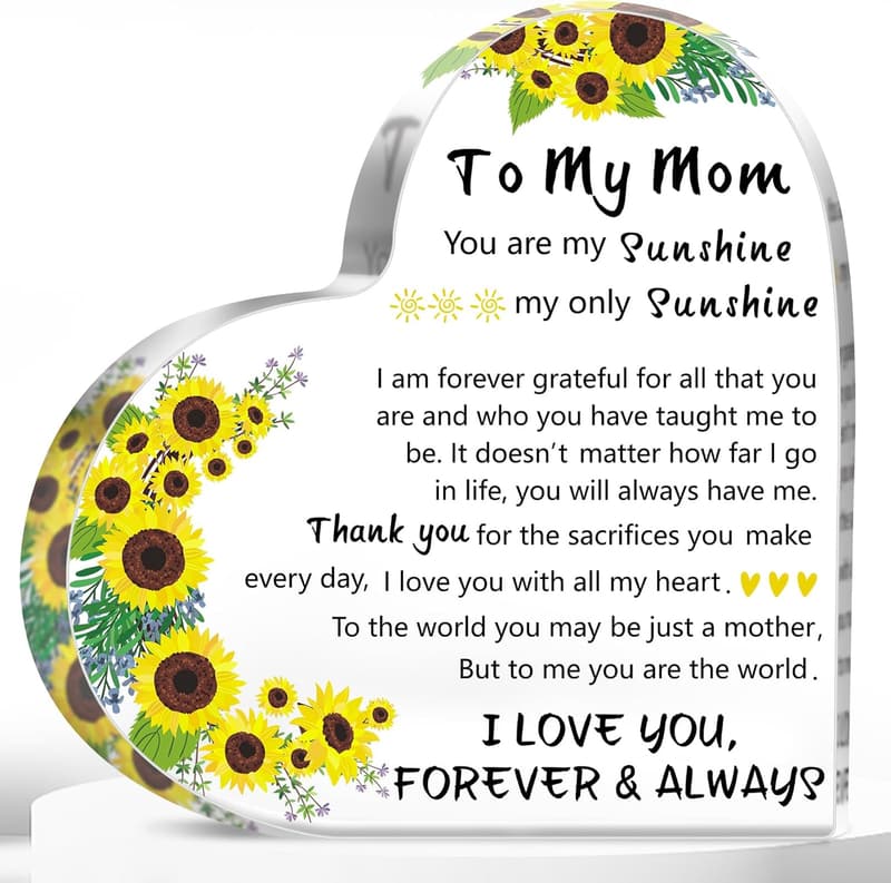 Mom Birthday Heart Plaque | 5.9-inch Acrylic Gift