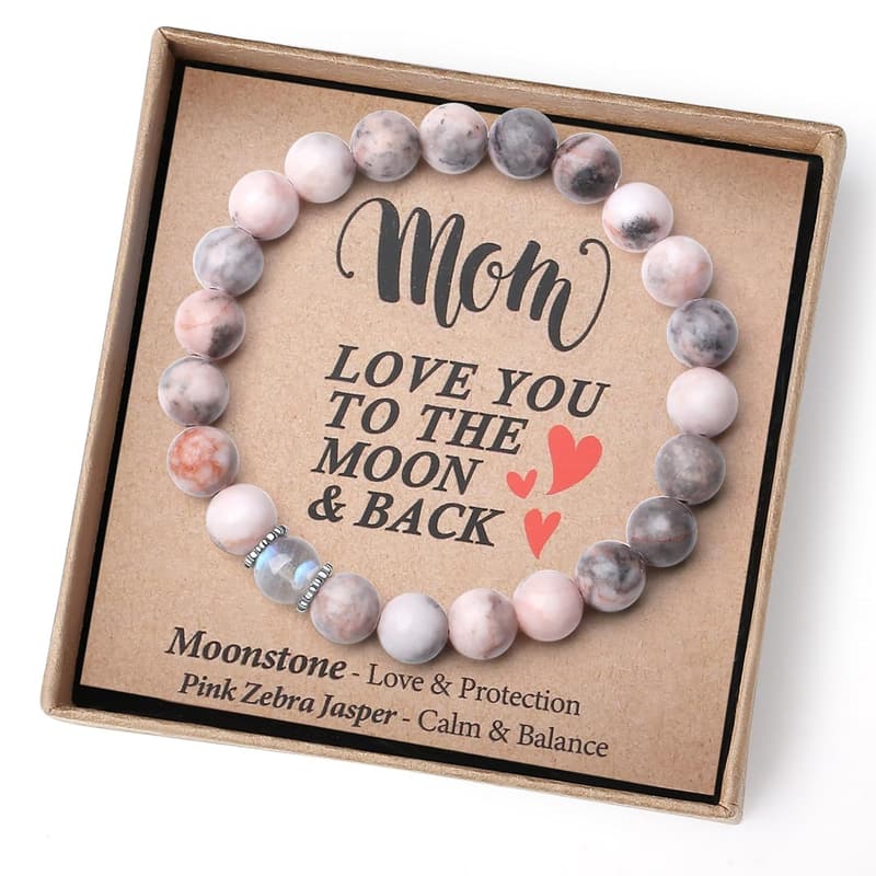 Personalized Moonstone Bracelet for Mom's Birthday
