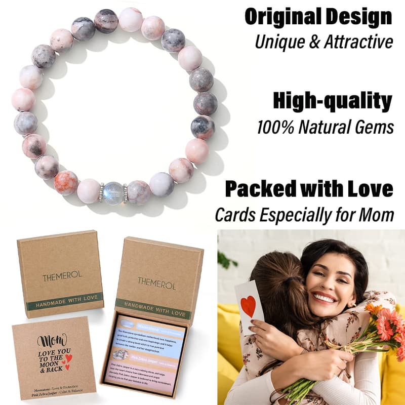 Personalized Moonstone Bracelet for Mom's Birthday