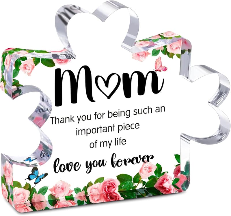 Engraved Acrylic Block Puzzle Piece - Gift for Mom on Mother's Day