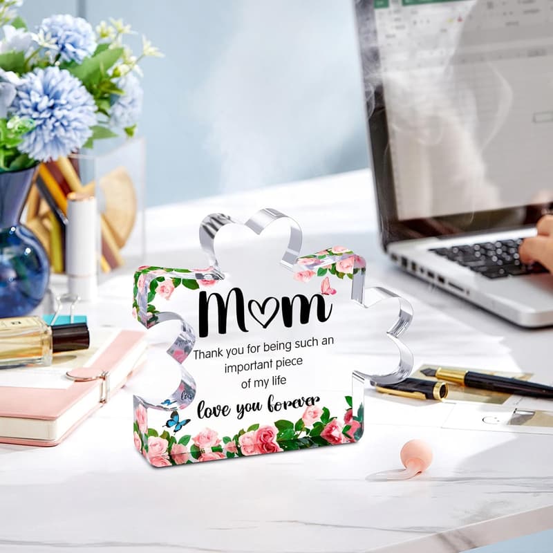 Engraved Acrylic Block Puzzle Piece - Gift for Mom on Mother's Day