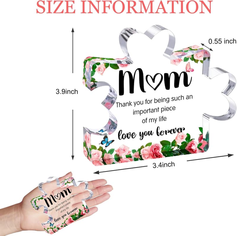 Engraved Acrylic Block Puzzle Piece - Gift for Mom on Mother's Day