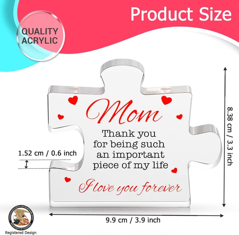 Heartwarming Birthday Gift - Engraved Acrylic Block Puzzle for Mom
